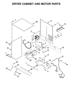 Dryer Cabinet And Motor Parts Diagram and Parts List for WGTLV27HW1  Whirlpool Washer Dryer Combo
