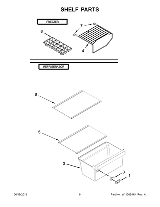 Part Location Diagram of WPW10455635 Whirlpool Shelf