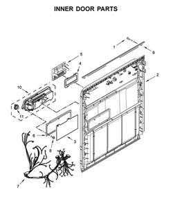 Inner Door Parts Diagram and Parts List for WDF130PAHB2  Whirlpool Dishwasher