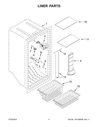 Liner Parts Diagram and Parts List for WSZ57L18DM03  Whirlpool Freezer