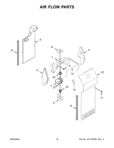 10 - Air Flow Parts Diagram and Parts List for WRS311SDHM12  Whirlpool Refrigerator