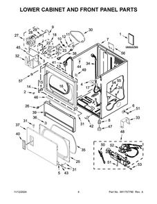 03 - Lower Cabinet And Front Panel Parts Diagram and Parts List for MLG26PDFWW0  Whirlpool Dryer