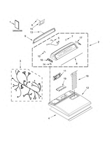 Top And Console Parts Diagram and Parts List for WED7000DW0  Whirlpool Dryer