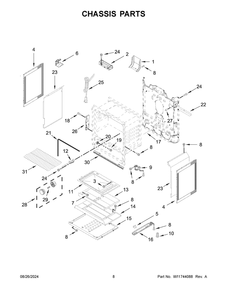05 - Chassis Parts Diagram and Parts List for MFGS4030RW0  Whirlpool Range