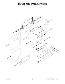 Part Location Diagram of W11663923 Whirlpool Tech Sheet