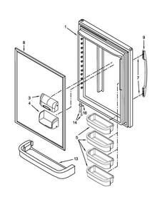 Refrigerator Door Parts Diagram and Parts List for 5GBB22PRAW00  Whirlpool Refrigerator