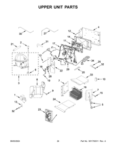 13 - Upper Unit Parts Diagram and Parts List for KBSD702MSS01  Whirlpool Refrigerator