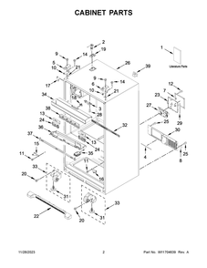 Cabinet Parts Diagram and Parts List for WRX735SDHW09  Whirlpool Refrigerator