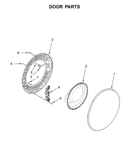 Door Parts Diagram and Parts List for WFW8620HW0  Whirlpool Washer