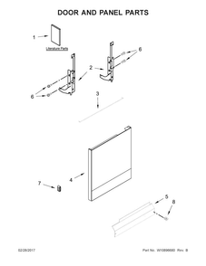 Door And Panel Parts Diagram and Parts List for WDF110PABT5  Whirlpool Dishwasher