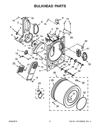 Bulkhead Parts Diagram and Parts List for LDR3822PQ3  Whirlpool Dryer