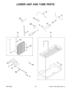 14 - Lower Unit And Tube Parts Diagram and Parts List for JBSS48E22L01  Whirlpool Refrigerator