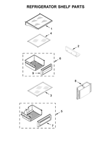 Refrigerator Shelf Parts Diagram and Parts List for KBSN602EBS00  KitchenAid Refrigerator
