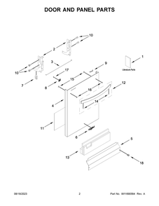 Door And Panel Parts Diagram and Parts List for WDT531HAPM0  Whirlpool Dishwasher