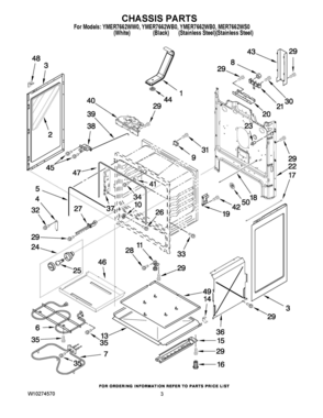 03 - CHASSIS PARTS Diagram and Parts List for YMER7662WB0  Whirlpool Range