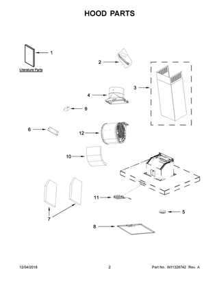 Hood Parts Diagram and Parts List for WVW57UC0FS2  Whirlpool Range Hood