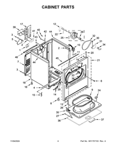 03 - Cabinet Parts Diagram and Parts List for CDEW7011RW0  Whirlpool Dryer