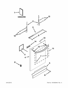 Door And Panel Parts Diagram and Parts List for 66513283K116  Kenmore Dishwasher