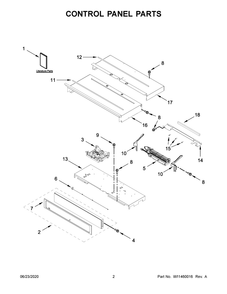 Control Panel Parts Diagram and Parts List for WOD51EC7HB02  Whirlpool Wall Oven