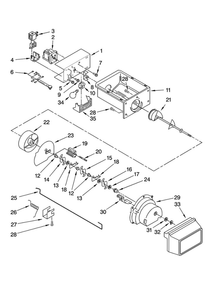 Motor And Ice Container Parts Diagram and Parts List for 10659432801  Kenmore Refrigerator