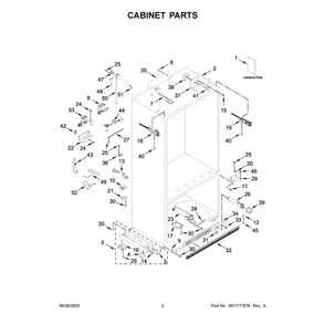 Cabinet Parts Diagram and Parts List for KBFN536SPS00  KitchenAid Refrigerator
