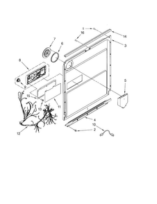 Door And Latch Diagram and Parts List for KUDC20FVSS0  KitchenAid Dishwasher