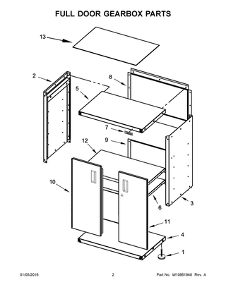 Full Door Gearbox Parts Diagram and Parts List for GAGB28FDESG00  Whirlpool Cabinet