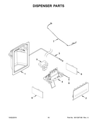 Dispenser Parts Diagram and Parts List for WRS315SDHZ03  Whirlpool Refrigerator