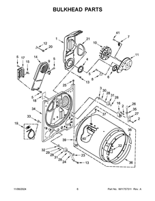 04 - Bulkhead Parts Diagram and Parts List for CDEW7110RW0  Whirlpool Dryer