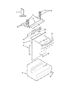 Door Panel Parts Diagram and Parts List for KUDC10FXBL7  KitchenAid Dishwasher