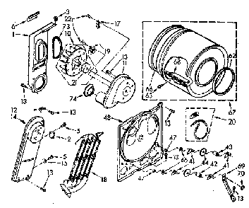 Bulkhead Diagram and Parts List for LE3000XSWO  Whirlpool Dryer