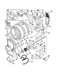Bulkhead Parts Diagram and Parts List for WGD88HEAW2  Whirlpool Dryer