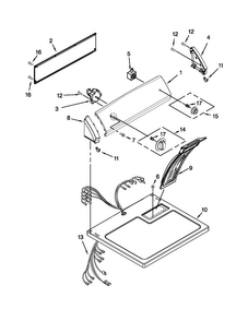 Top And Console Parts Diagram and Parts List for 1106072011  Kenmore Dryer