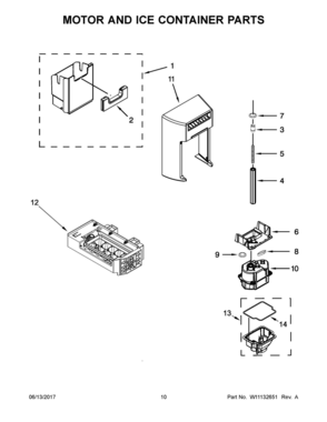 06 - MOTOR AND ICE CONTAINER PARTS Diagram and Parts List for WRS586FLDW03  Whirlpool Refrigerator