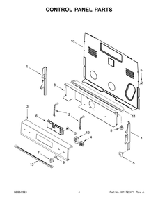 Control Panel Parts Diagram and Parts List for WFES3330RB0  Whirlpool Range