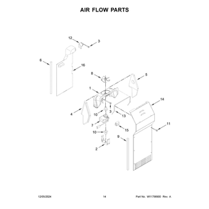 Air Flow Parts Diagram and Parts List for WRS312SNHB07  Whirlpool Refrigerator