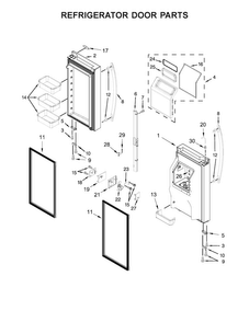 Refrigerator Door Parts Diagram and Parts List for WRV986FDEM00  Whirlpool Refrigerator