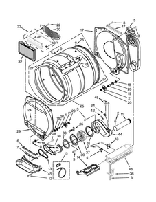 Dryer Bulkhead Parts Diagram and Parts List for WET3300XQ2  Whirlpool Washer Dryer Combo