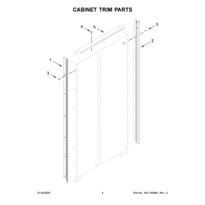 Cabinet Trim Parts Diagram and Parts List for KBSN702MPA01  KitchenAid Refrigerator