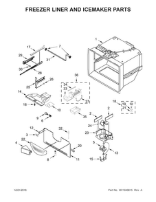 Freezer Liner And Icemaker Parts Diagram and Parts List for WRF535SWHV00  Whirlpool Refrigerator
