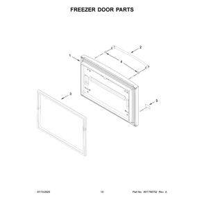 Freezer Door Parts Diagram and Parts List for KRFF305ESS10  KitchenAid Refrigerator