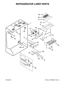 Refrigerator Liner Parts Diagram and Parts List for KBFN402ESS00  KitchenAid Refrigerator