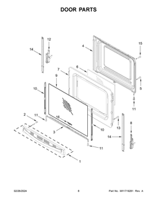 Door Parts Diagram and Parts List for WFES3030RS0  Whirlpool Range
