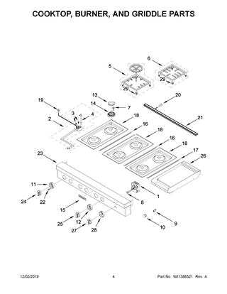 Part Location Diagram of W11392643 Whirlpool Knob - Griddle - Stainless