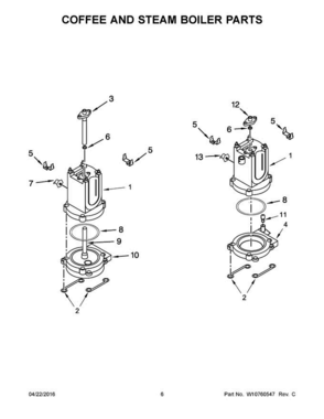 04 - Coffee And Steam Boiler Parts Diagram and Parts List for KES2102MS0  KitchenAid Coffee Maker
