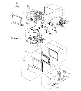 Cabinet Parts Diagram and Parts List for 40573116310  Kenmore Microwave