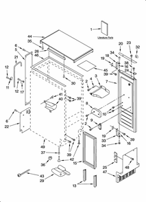 Cabinet Liner And Door Parts Diagram and Parts List for 10689589700  Kenmore Ice Maker