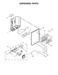 Dispenser Parts Diagram and Parts List for WRS586FIEH00  Whirlpool Refrigerator
