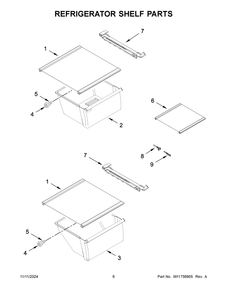 04 - Refrigerator Shelf Parts Diagram and Parts List for WRS315SDHZ19  Whirlpool Refrigerator