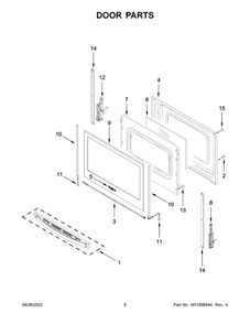 Door Parts Diagram and Parts List for WFE505W0HW6  Whirlpool Range
